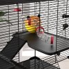 PawHut Large Hamster Cage, Gerbil Cage with Deep Glass Bottom, Tunnels, Non-Slip Ramps, Exercise Wheels, Water Bottle, Dish, 78.5 x 48.5 x 57cm