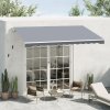 Outsunny 2.5m x 2m Retractable Awning, DIY Garden Awning Canopy, Anti-UV Sun Shade Shelter with Aluminium Frame and Crank Handle, Grey