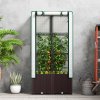Outsunny Raised Garden Bed with Trellis, Plastic Planter Box with PE Cover, Drainage Holes, Drain Plugs and Water Reservoirs for Climbing Plants, Vegetables, Flowers, 80 x 40 x 140 cm