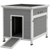 PawHut Wooden Duck House, Raised Poultry Coop with Ramp, Double Doors, Openable Asphalt Roof, Ventilation Holes, Removable Base, for 2-4 Ducks, Chickens, Geese, Light Grey