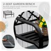 Outsunny Outdoor 2 Seater Garden Bench, Antique Style Cast Iron Loveseat with Armrest, Brown
