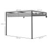 Outsunny 2 x 3(m) Lean To Pergola with Retractable Roof, Wall Mounted Garden Gazebo Outdoor Sun Shade Shelter for Patio, Deck, Dark Grey