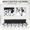 Outsunny 6 Seater Folding Bench, Outdoor Camping Chair Portable Sports Spectator Chair with Metal Frame, Cup Holder & Carry Bag, Black