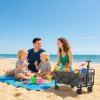 Outsunny 62L Festival Trolley on Wheels, Garden Folding Trolley Cart, 120kg Heavy Duty Collapsible Folding Wagon with Adjustable Handle and Carrying Bag for Beach, Camping, Festival, Grey