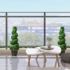 HOMCOM Set of 2 Decorative Artificial Plants Topiary Spiral Boxwood Trees in Pot, Fake Plants for Home Indoor Outdoor Decor, 90cm