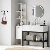 HOMCOM Tall Bathroom Cabinet, Slim Bathroom Storage Cabinet with 3 Open Shelves and Adjustable Shelf, Freestanding Storage Cupboard, 33 x 33 x 185 cm