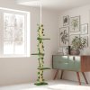 PawHut 242cm Floor to Ceiling Cat Tree for Indoor Cats with Leaves, Height Adjustable Cat Climbing Tower with Scratching Post, Anti-Slip Kit - Green