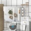 kleankin LED Lighted Bathroom Mirror Cabinet, Wall Mounted Bathroom Storage Cupboard with USB Charge, Adjustable Shelf, 90W x 15D x 70Hcm, High Gloss White