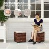 Outsunny Set of 2 Rattan Storage Ottoman, Outdoor Footstool with Removable Cushions, Garden Storage Seat for Balcony, Porch, Living Room, Beige
