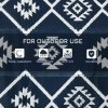 Outsunny Reversible Outdoor Rug with Carry Bag, Waterproof Plastic Straw Mat for Garden, Deck, RV, Picnic, Beach, Camping, 182 x 274cm, Dark Blue and White