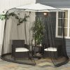 Outsunny Outdoor Garden Umbrella Table Screen, 2.3 m Parasol Bug Mosquito Net Cover with Zipped Door, Patio Mosquito Netting Cover with Water Fillable Tube at Base, Black