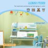 HOMCOM Kids Desk and Chair Set, Height Adjustable Kids Study Table and Chair Set with Storage Shelves, Washable Cover, Anti-Slip Mat, for Ages 3-12 Years - Blue