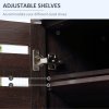 HOMCOM Narrow Shoe Cabinet for Entryway, 5-Tier Slim Shoe Storage Cabinet with 2 Slatted Doors and Adjustable Shelves for 15 Pairs, Dark Brown