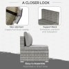 Outsunny Armless Rattan Garden Chair, Outdoor Rattan Chair with Cushions, PE Wicker Garden Furniture with Steel Frame, Adjustable Footpads for Garden, Terrace, Light Grey