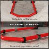 HOMCOM Motorcycle Stand Lift, 390 kg Capacity Convertible Front/Rear Motorbike Motorcycle Paddock Lift Stand with Adjustable U+L Fork Pin Adaptors, Wheels, Clamping Clips, Red