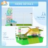 PawHut 5 Tier Hamster Cage, Gerbil Cage with Tube, Water Bottle, Exercise Wheel, Food Dish, 59L x 36W x 69H cm - Green