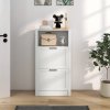 HOMCOM Modern Shoe Cabinet with 2 Flip Drawers and Adjustable Shelves, Narrow Shoe Storage Cabinet with Open Compartment, Holds 10 Pairs for Entryway, Hallway, White