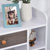 HOMCOM Bookcase, Freestanding Book Shelf with Storage Drawer, 6 Shelves and Wood Legs for Home Office Display, White and Grey, 24D x 60W x 86.8H cm