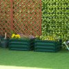 Outsunny Set of 2 Raised Garden Bed, Outdoor Planter Box with Galvanised Steel Frame for Growing Vegetables, Flowers and Herbs, 60 x 60 x 30.5 cm, Green