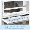 PawHut 4 FT Rabbit Hutch 2-Tier Wooden Bunny Cages Guinea Pig Hide House with Tray, Ramp and Wheel, Cover - Grey