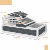 PawHut Tortoise House 3-Room Wooden Tortoise Enclosure Large Reptile Cage with 2 Stories, Ladder, Balcony, Tray, Openable Roof, 59H x 112L x 65Wcm, Grey