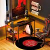 HOMCOM Computer Desk with LED Lights and Power Outlets, 120 x 55 cm Gaming Desk with Monitor Stand, Sliding Keyboard Tray and Storage Shelves for Home Office, Black