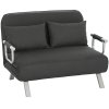 HOMCOM 2 Seater Sofa Bed, Click Clack Convertible Bed Settee, Modern Velvet Feel Fabric Sofa with 2 Cushions for Living Room, Bedroom, Guest Room