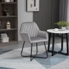 HOMCOM Modern Accent Chair, Velvet-Feel Fabric Upholstered Armchair with Metal Base for Living Room, Grey