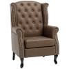 HOMCOM Wingback Armchair, PU Leather Fireside Chair, Button Tufted Accent Chair  for Living Room, Bedroom, Home Office
