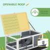 PawHut Rabbit Hutch Guinea Pig Hutch Indoor Wooden Small Animal House with Wheels, Openable Top, No-Leak Plastic Trays - Grey