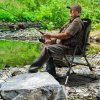Outsunny Portable Fishing Chair, Lightweight Camping Chair with Reclining Backrest, Adjustable Legs and Mud Feet, 180kg Heavy Duty Folding Chair, Dark Green