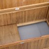 Outsunny 2 Seater Garden Storage Bench, 164L Outdoor Storage Box with Backrest Flower Pattern, Wooden Garden Bench with Armrests, 125 x 68.5 x 97cm, Natural