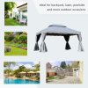 Outsunny 3 x 4m Aluminium Garden Gazebo, Marquee Canopy Shelter Pavilion Party Tent with Nets and Curtains for Garden and Deck, Grey