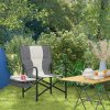Outsunny Aluminium Directors Chair, Folding Camping Chair for Adults with Side Table, Cup Holder, Cooler Bag and Pocket, Up to 120 kg, Grey