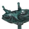 Outsunny 81cm Tall Bird Bath with 2 Decorative Birds, Vintage Style Birdbath with Flower Planter Base, Bird Bath Bowl for Garden, Green