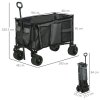 Outsunny Folding Garden Trolley, Cargo Traile on Wheels, Collapsible Camping Trolley, Outdoor Utility Wagon with Steel Frame and Oxford Fabric, Dark Grey