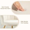 HOMCOM Modern Armchair, Velvet Tufted Accent Chair with Lotus Backrest, Occasional Tub Chair with Steel Legs for Living Room, Bedroom, Cream