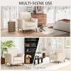 HOMCOM Modern Armchair, Upholstered Linen Fabric Accent Chair with Metal Legs, Wood Frame and Thick Padded Cushion for Living Room Bedroom Office, Beige