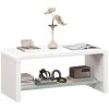 HOMCOM High Gloss Coffee Table with Storage, Two-Tier Living Room Table with Glass Shelf, Modern Centre Table for Home Office, 100 x 45 x 45cm, High Gloss White