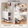 HOMCOM Industrial Folding Dining Table, Drop Leaf Table with Open Compartments for Small Spaces, Kitchen, Dining Room, White