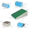 HOMCOM 5 Piece Soft Play, Climb and Crawl Activity Play Set for Baby Toddler, Soft Foam Blocks Indoor Play Equipment Learning Toys Blue