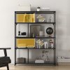 HOMCOM 5 Tier Book Shelf with Sliding Mesh Doors, Industrial Storage Shelves, Metal Shelving Unit for Living Room, Study, Bedroom, Grey Wood Grain