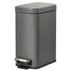 HOMCOM 5L Rectangular Compact Bin Steel Body Removable Bucket Quiet-Close Lid w/ Pedal Lid Rubbish Trash Can Home Office Bedroom Bathroom Living Room Garbage Tidy Clean 