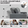 HOMCOM 2 Seater Sofa Bed, Convertible Pull Out Sofa Bed with Adjustable Backrest, Cup Holders and Pillows, Click Clack Settee for Living Room, Bedroom, Guest Room