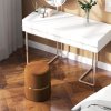 HOMCOM Round Storage Stool, Velvet-feel Fabric Upholstered Vanity Stool with Removable Top, Padded Seat and Hidden Space for Living Room, Bedroom