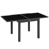 Outsunny Extending Garden Table, Outdoor Dining Table with Aluminium Frame and Tempered Glass Tabletop, 80/160 x 80 x 75 cm, Black