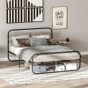 HOMCOM 5ft King Size Bed Frame, Industrial Style Metal Platform Bed Frame with Under Bed Storage, No Box Spring Needed, Easy Assembly, Grey