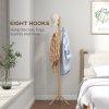 HOMCOM Coat Rack, Freestanding Coat Stand with 8 Hooks and Wooden Frame for Clothes, Bags, Hat Stand for Entryway, Hallway, Bedroom, Living Room