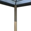 Outsunny 3 x 3(m) Hardtop Gazebo Canopy with Polycarbonate Roof, Aluminium Frame, Permanent Pavilion Garden Gazebo with Netting and Curtains for Patio, Deck, Dark Grey