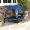 PawHut Cooling Raised Dog Bed, Elevated Pet Bed with Breathable Mesh, UV Protection Canopy, Foot Pads, for Indoor Outdoor, Large Dogs, 106 x 76 x 94cm - Dark Blue